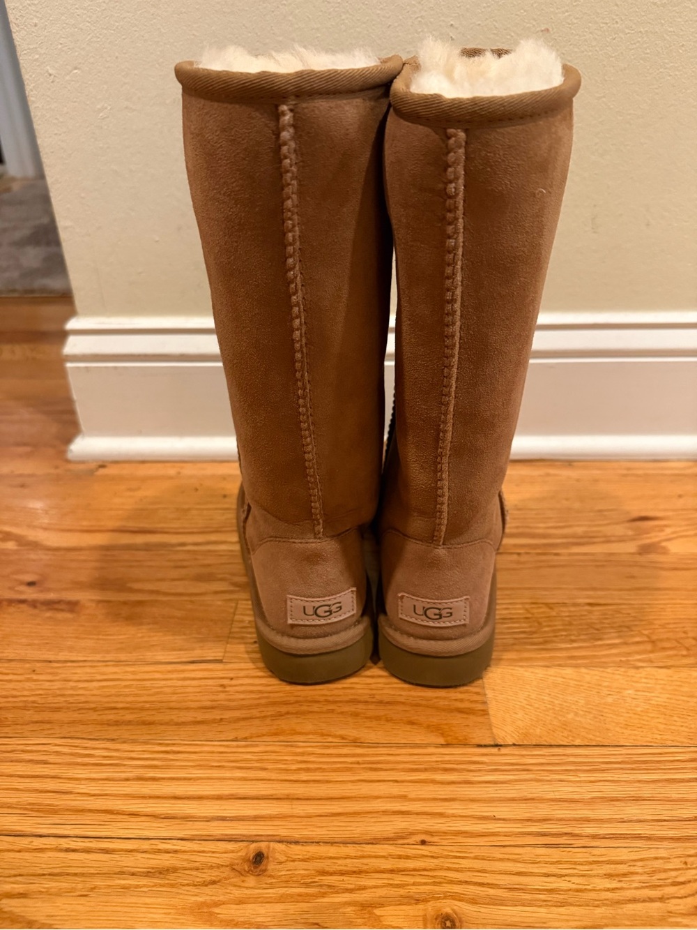 UGG Tall Shearling-Lined Boots in Chestnut Suede - Picture 2 of 3